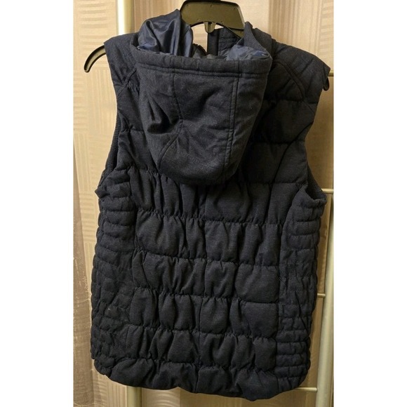 Be by Blanc Noir Navy Blue Hooded Zip-Up Quilted Puffer Vest Women's Size XLarge - Picture 5 of 9